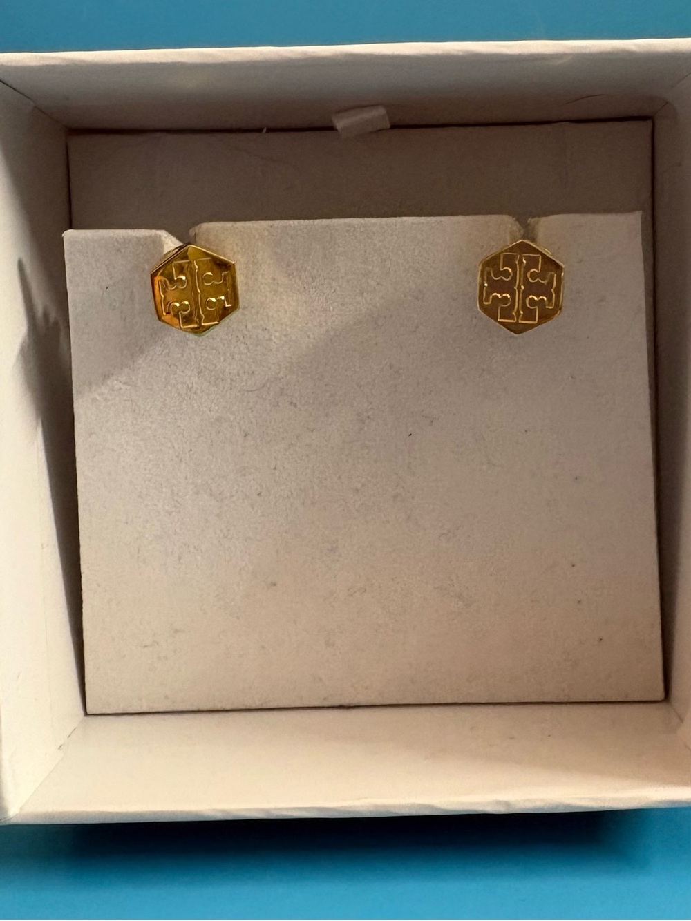 Tory Burch Gold Hexagon Stud Earrings